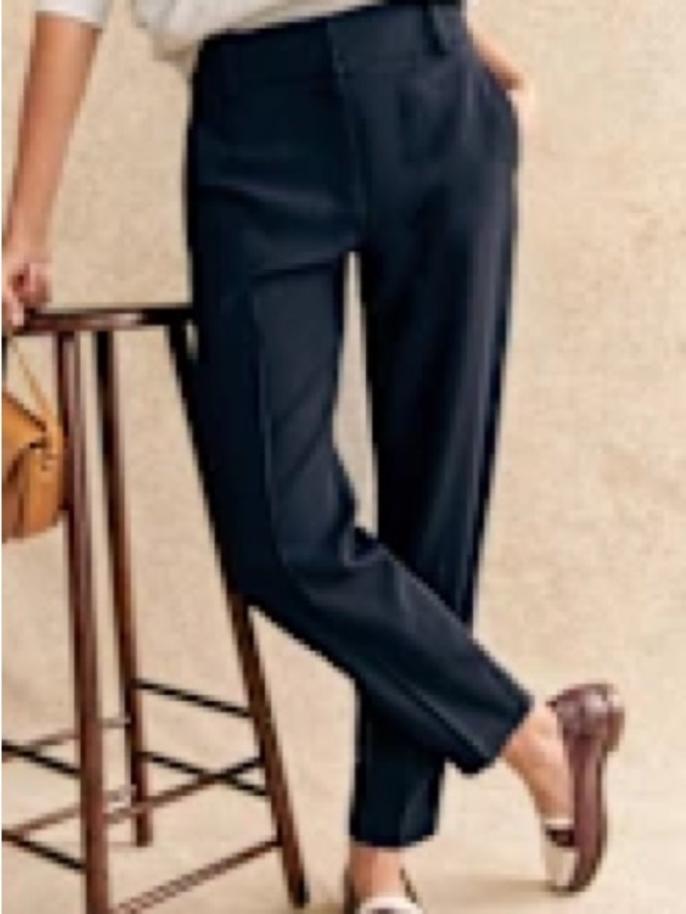 Sezane Gustavo - Tailored Women's Navy Straight-Leg Pants size 34
